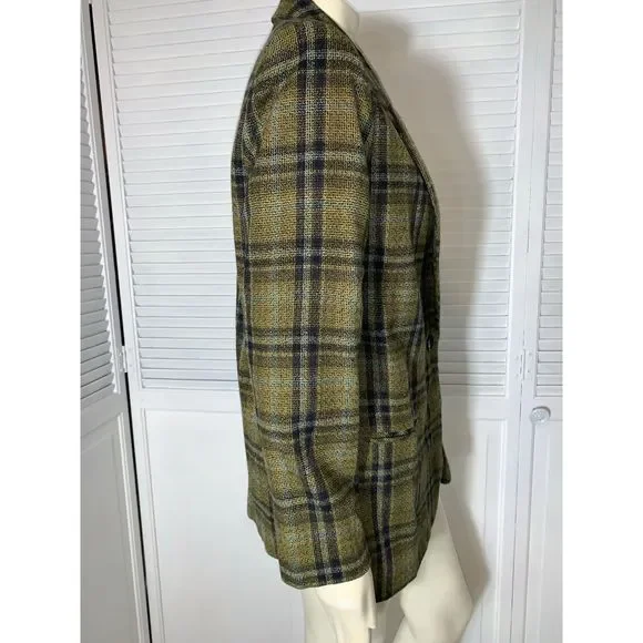 Vintage Plaid Wool Oversized Blazer Size 14 - Picture 6 of 11